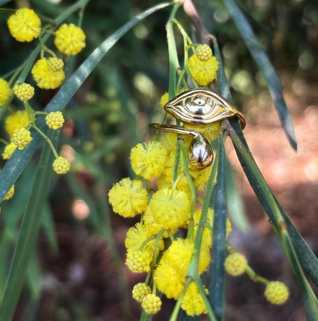 👁️💛 Bague Lucie ✨en Argent ou Plaqué Or✨jewelry @lilougalas 
#jewelry #gold #eyes #saintelucie #exvoto #handmade #madeinfrance #madeinparis #handmade #madeinfrance  #mimosa #yellow #flowers #sun #sud #summer